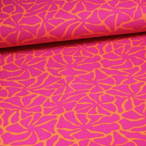 Coton hydrophile pour bébé imprimé fleur rétro orange/violet