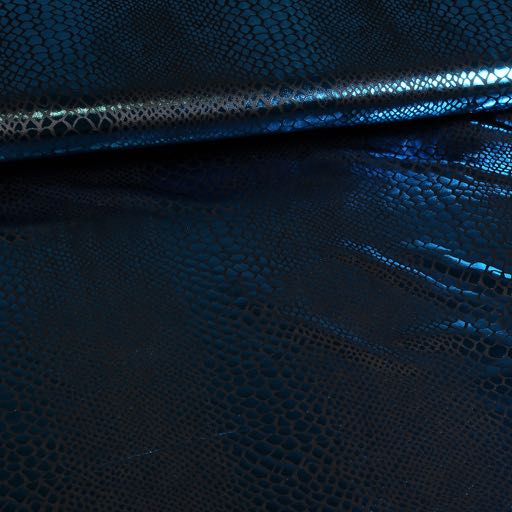 Jersey stretch Crocodile noir / aqua foil