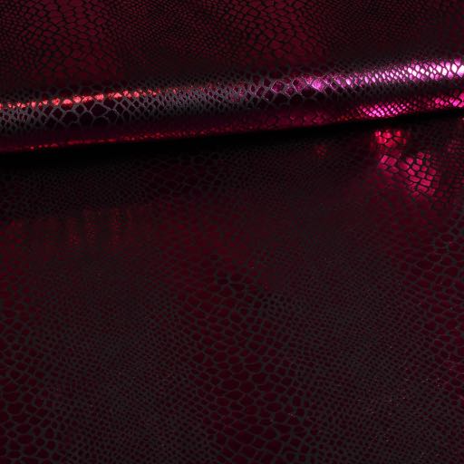 Jersey stretch Crocodile noir / fuchsia foil