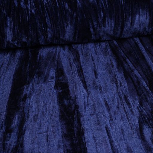 Velours stretch brillant/velours plissé Marine