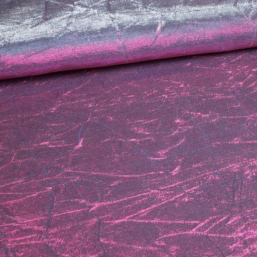 Tissu Lurex froissé argent/fuchsia