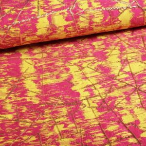 Jacquard or lurex abstrait jaune/rouge