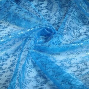 Organza imprimé pailleté Brocart Aqua