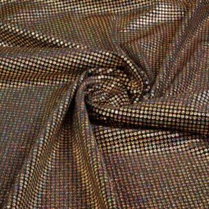 Tissu velours stretch hologramme paillettes or