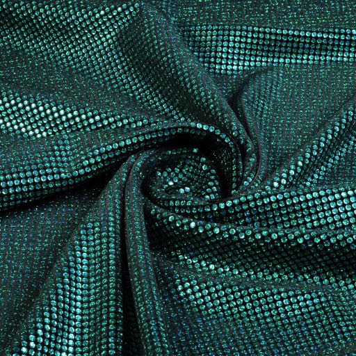 Tissu velours extensible paillettes hologrammes vertes