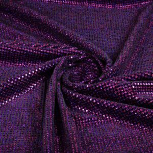 Tissu velours extensible paillettes hologrammes violet