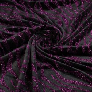 Tissu velours stretch Rayure pailletée violet