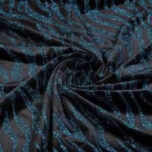 Tissu velours stretch Rayures pailletées cobalt
