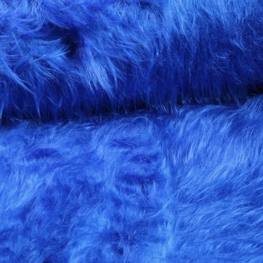 Fausse fourrure à poils longs / Peluche cobalt
