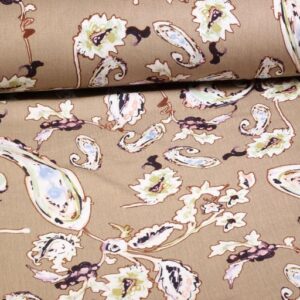 Crêpe Viscose fleur paisley écru