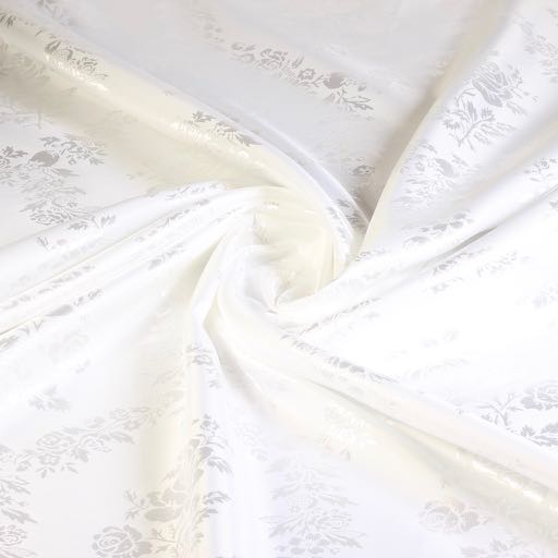 Tissu Satijn Jaquard Roos blanc