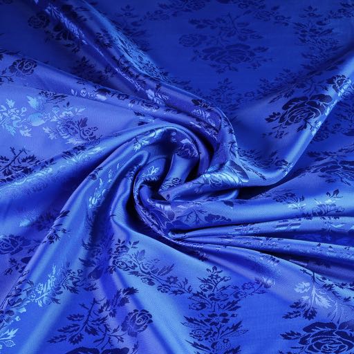 Tissu Satijn Jaquard Roos cobalt