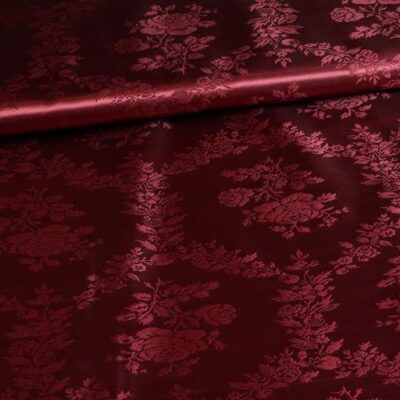 Tissu Satijn Jaquard Roos bordeaux