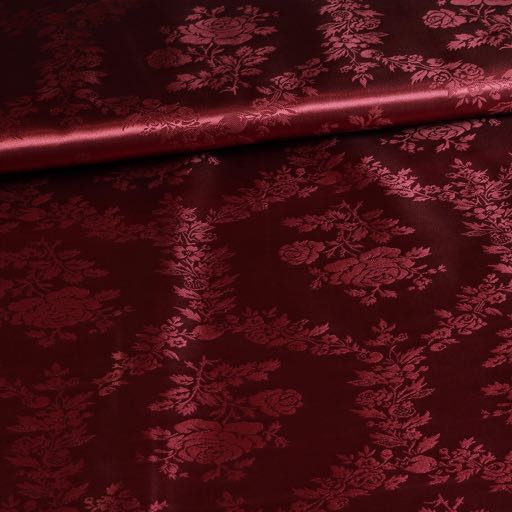 Tissu Satijn Jaquard Roos bordeaux