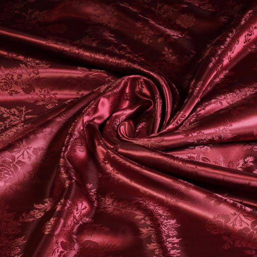 Tissu Satijn Jaquard Roos bordeaux
