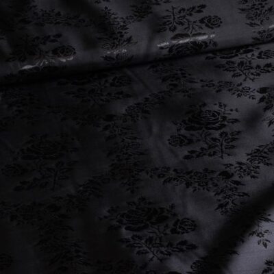 Tissu Satijn Jaquard Roos noir