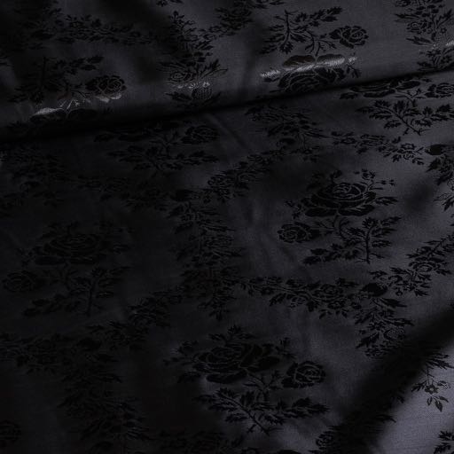 Tissu Satijn Jaquard Roos noir