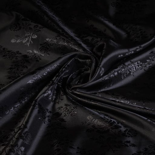 Tissu Satijn Jaquard Roos noir