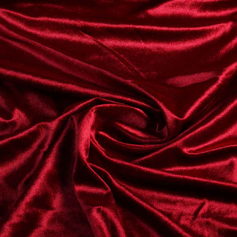 Tissu velours stretch brillant bordeaux