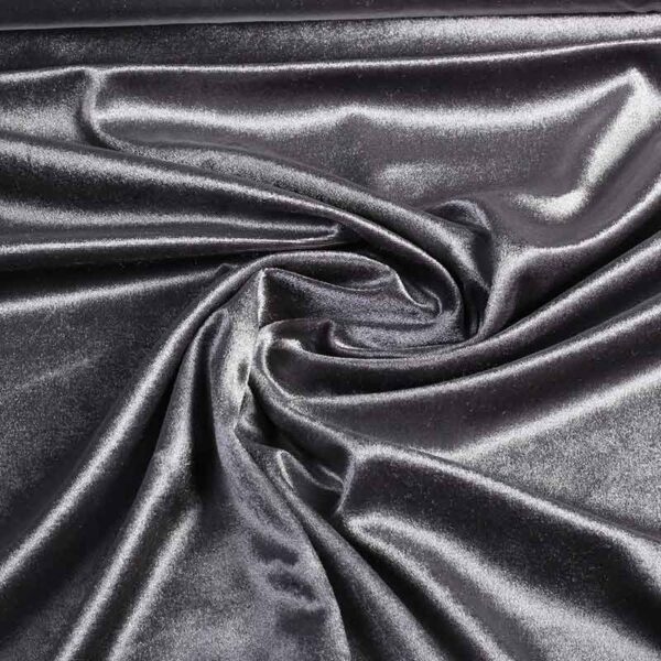 Tissu velours stretch argent