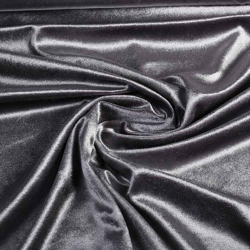 Tissu velours stretch argent