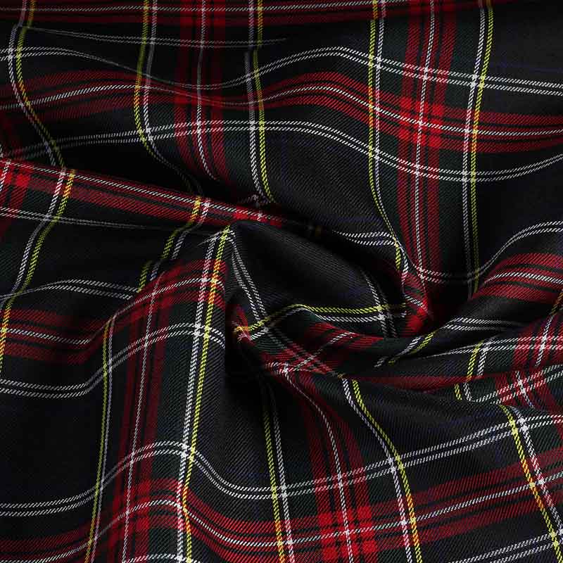 Tissu tartan vert foncé rouge