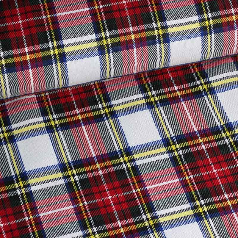 Tissu tartan blanc rouge