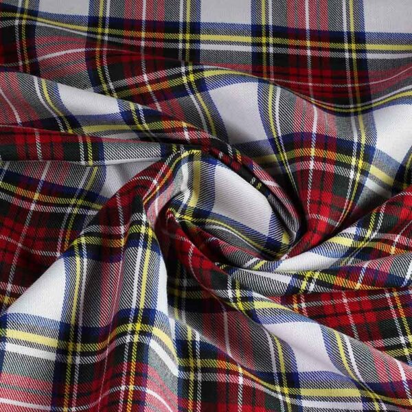 Tissu tartan blanc rouge