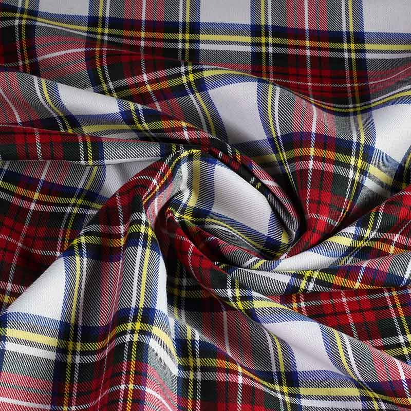 Tissu tartan blanc rouge