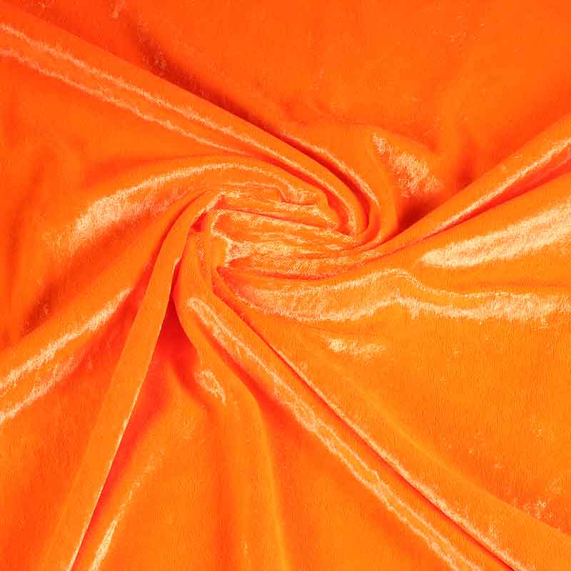 Tissu velours de panne fluor orange