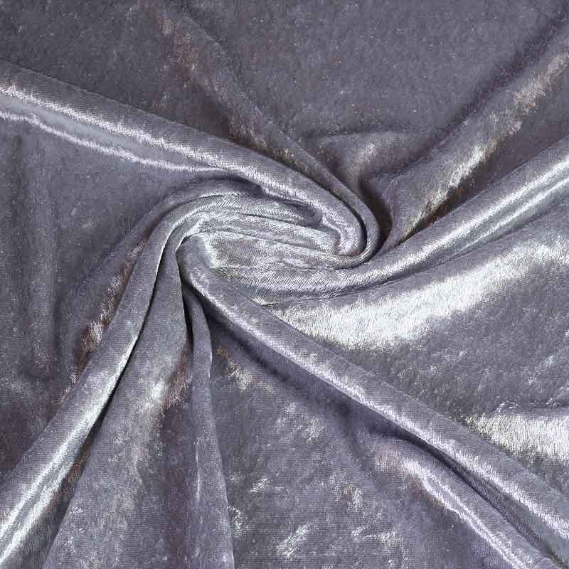 Tissu velours de panne argent