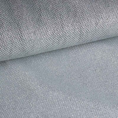 Tissu tulle métallisé argent