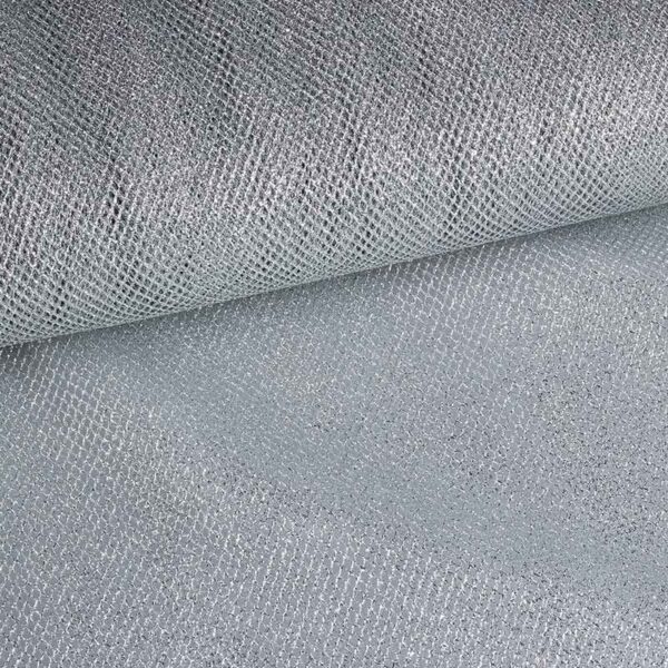 Tissu tulle métallisé argent