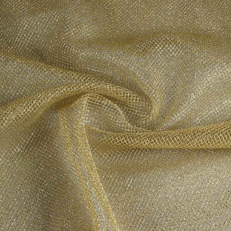 Tissu tulle métallisé or