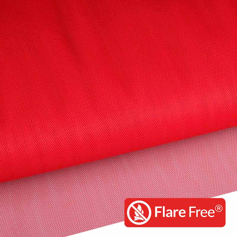 Tissu tulle ignifuge rouge