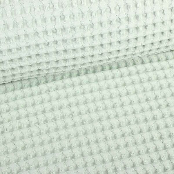 Tissu gaufre coton vert sauge clair
