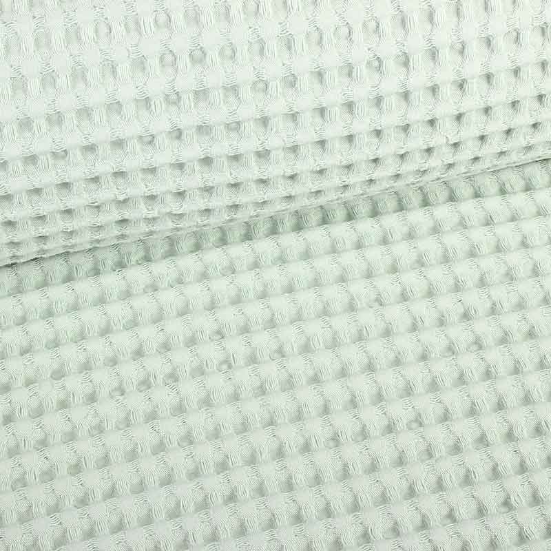 Tissu gaufre coton vert sauge clair