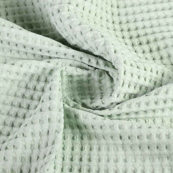 Tissu gaufre coton vert sauge clair