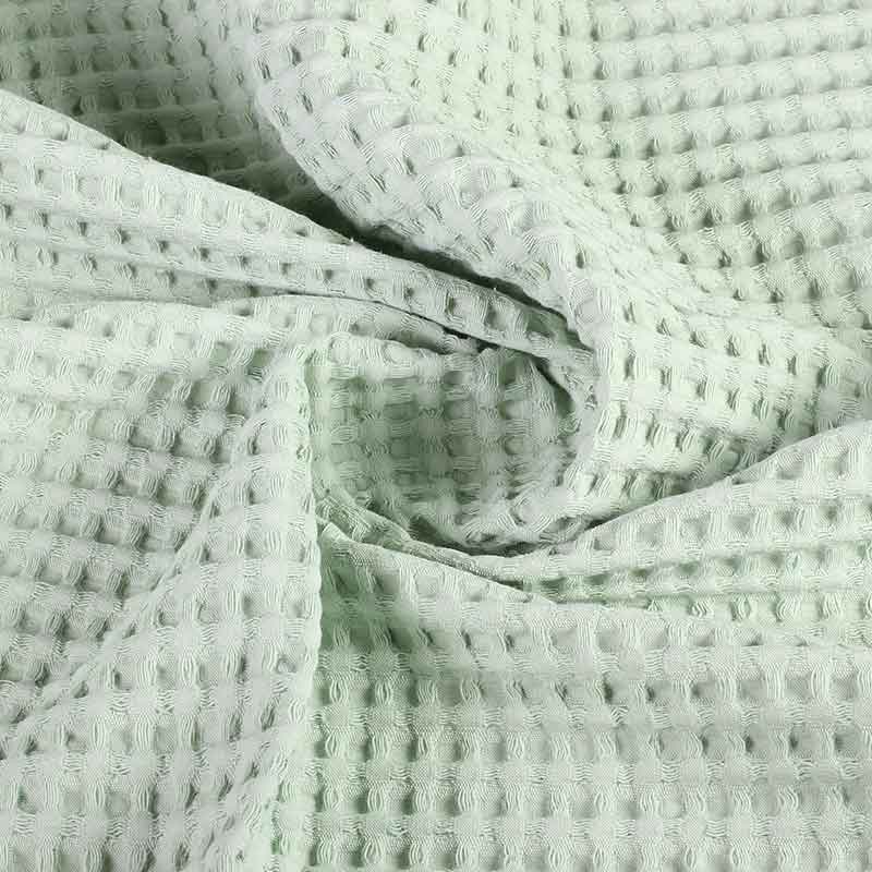 Tissu gaufre coton vert sauge clair