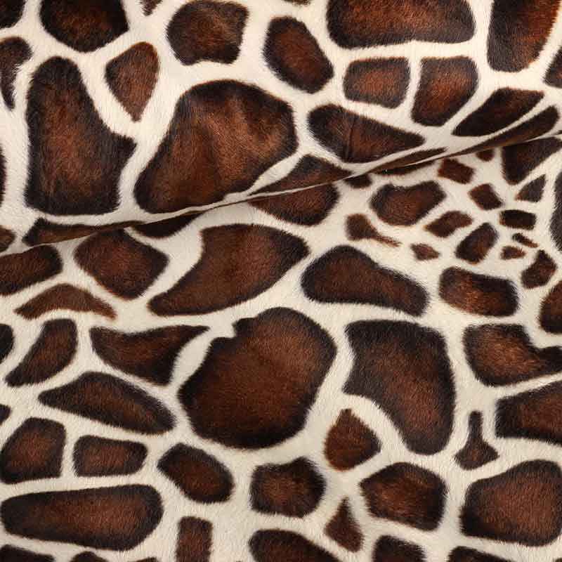Tissu Velboa girafe marron chameau