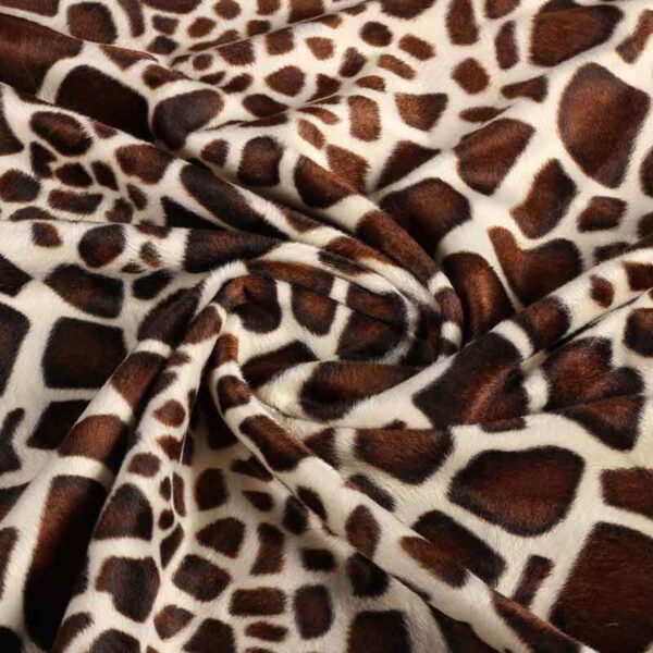 Tissu Velboa girafe marron chameau