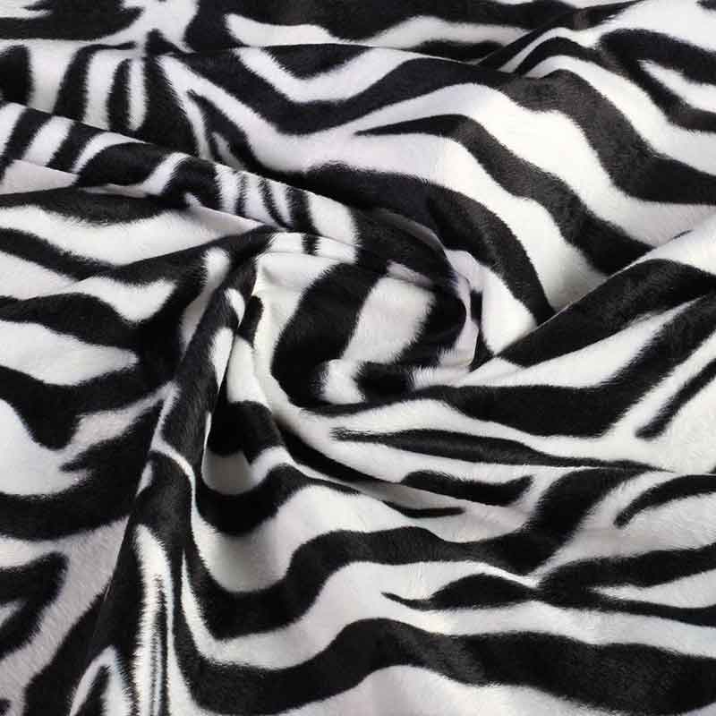Tissu velboa zébré blanc grand motif