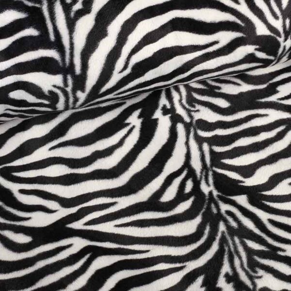 Tissu Velboa zèbre blanc