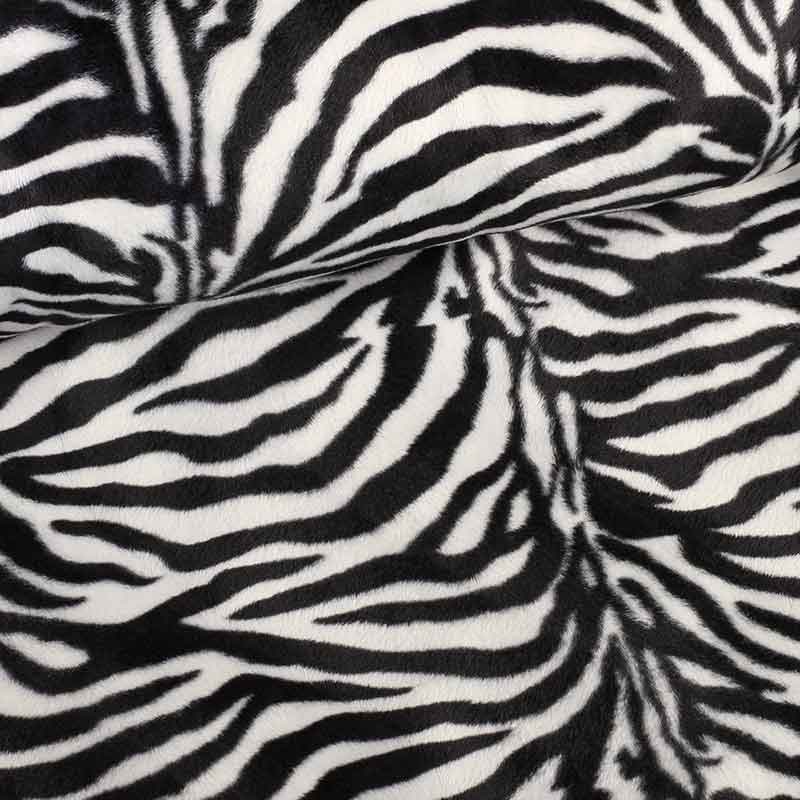 Tissu Velboa zèbre blanc