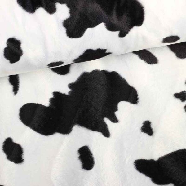 Tissu Velboa imprimé vache noir blanc