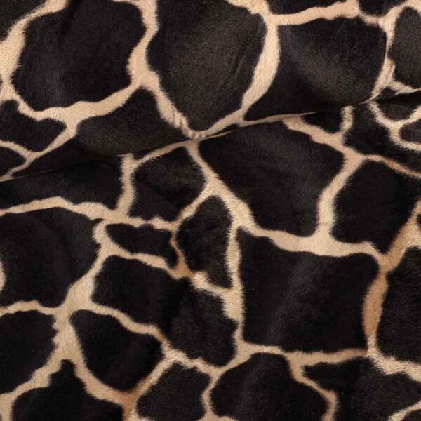 Tissu Velboa girafe marron foncé camel