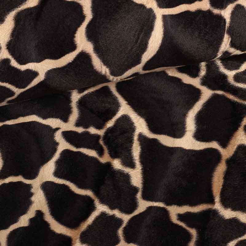 Tissu Velboa girafe marron foncé camel