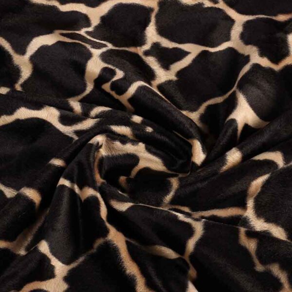 Tissu Velboa girafe marron foncé camel