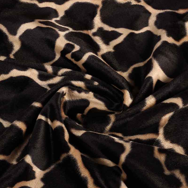 Tissu Velboa girafe marron foncé camel