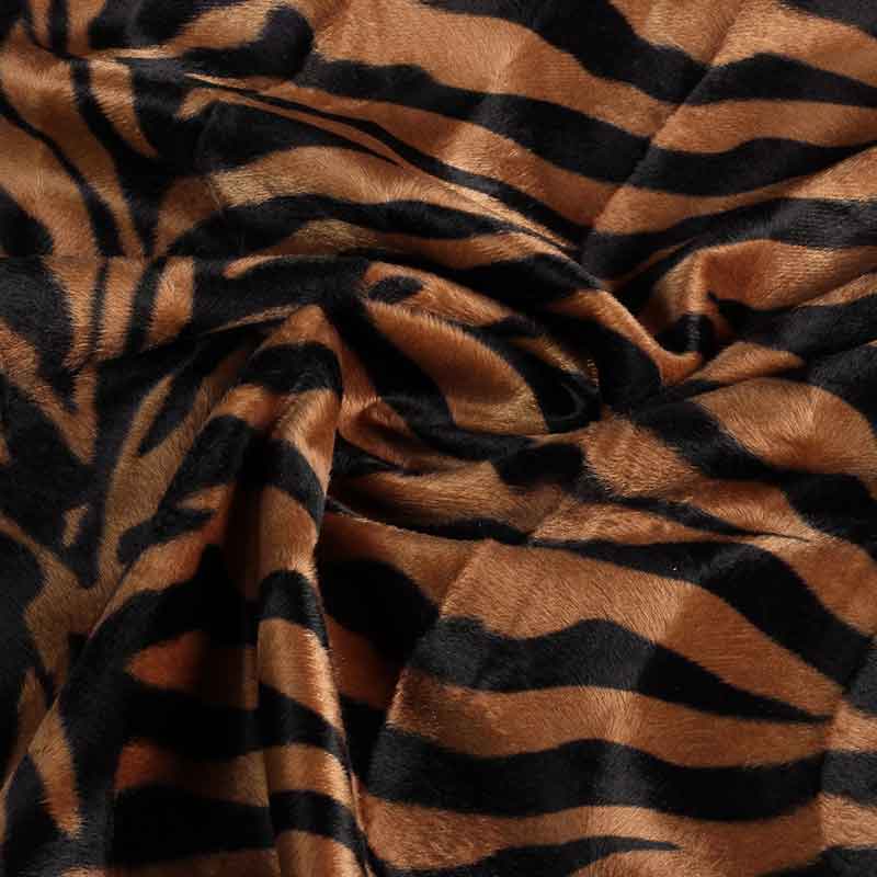Tissu Velboa zébra print marron grand